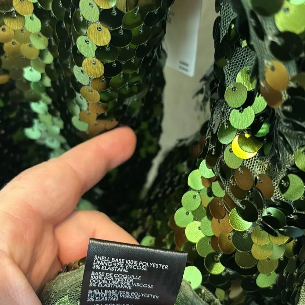 Anthropologie women’s 2 sequin drape back midi dress holiday celebration mermaid - Picture 7 of 7